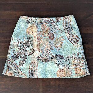 Bamboo Traders Womens 6 Brown Burnt Orange Paisley Floral Skirt Skort Y2K Boho